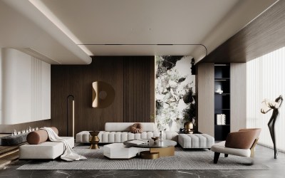 现代客厅3D模型下载